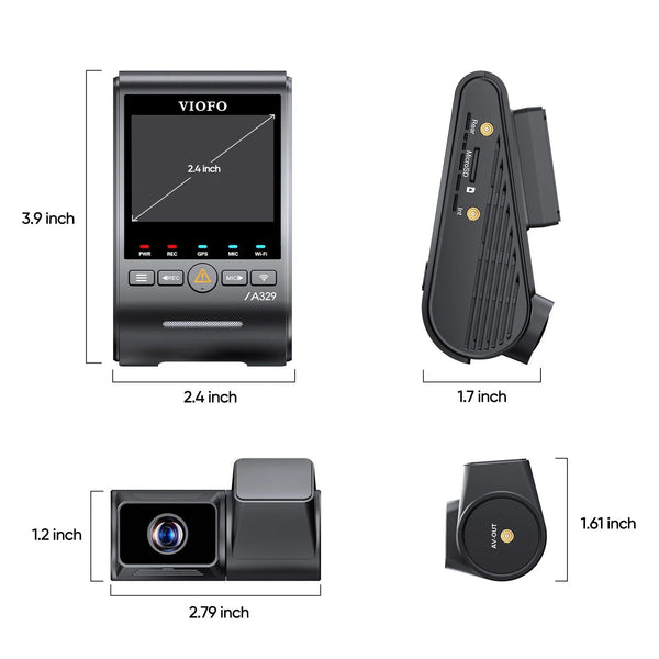 Viofo A329T 2CH Dash Cam 2 Channel 2K Telephoto 4K Front