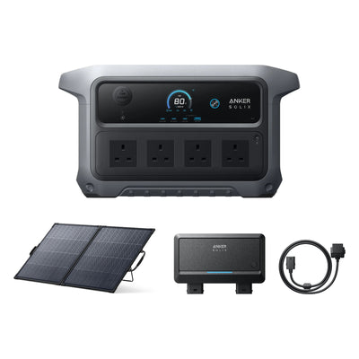 Anker SOLIX C2000 Gen 2 Power Station + PS200 Solar Panel + Alternator Charger + Bidirectional Cable