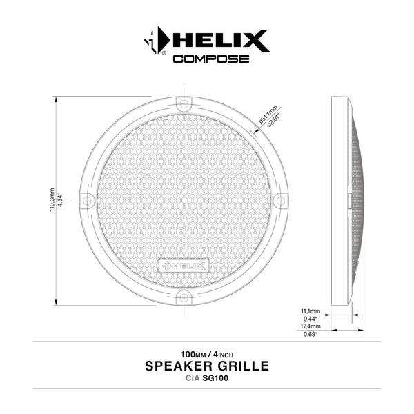 HELIX CiA SG100 4 Inch 100mm Car Speaker Grilles Pair