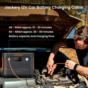 Jackery 12V Car Battery Charging Cable with Clamps 2m