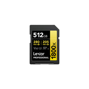Lexar 512GB Professional 1800x SDXC UHS-II Card Gold Series Class 10 U3 V60