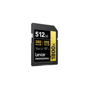 Lexar 512GB Professional 1800x SDXC UHS-II Card Gold Series Class 10 U3 V60