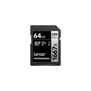 Lexar 64GB Professional 1667x SDXC UHS-II Card Silver Series Class 10 U3 V60