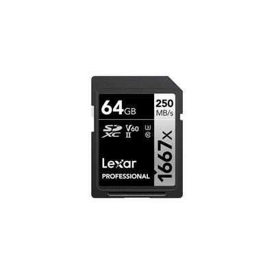 Lexar 64GB Professional 1667x SDXC UHS-II Card Silver Series Class 10 U3 V60