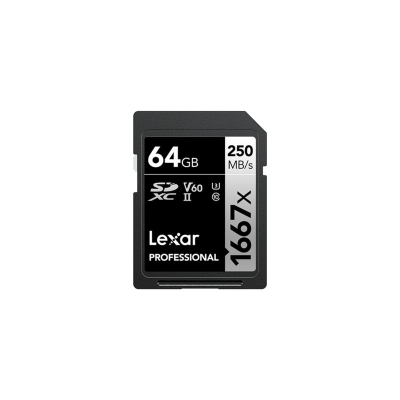 Lexar 64GB Professional 1667x SDXC UHS-II Card Silver Series Class 10 U3 V60
