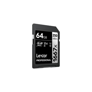 Lexar 64GB Professional 1667x SDXC UHS-II Card Silver Series Class 10 U3 V60
