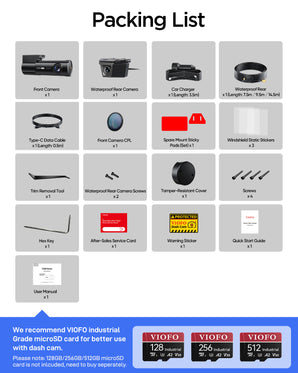 Viofo T330W 2CH Dash Cam 4K Front & 2K Waterproof Rear