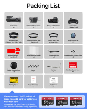 Viofo T330W 3CH Dash Cam Front, Cabin & Waterproof Rear