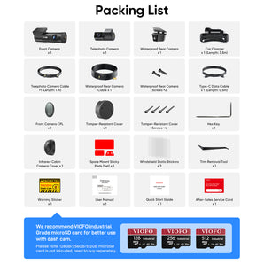 Viofo T340TW 4CH Dash Cam Front, Cabin, Telephoto & Waterproof Rear