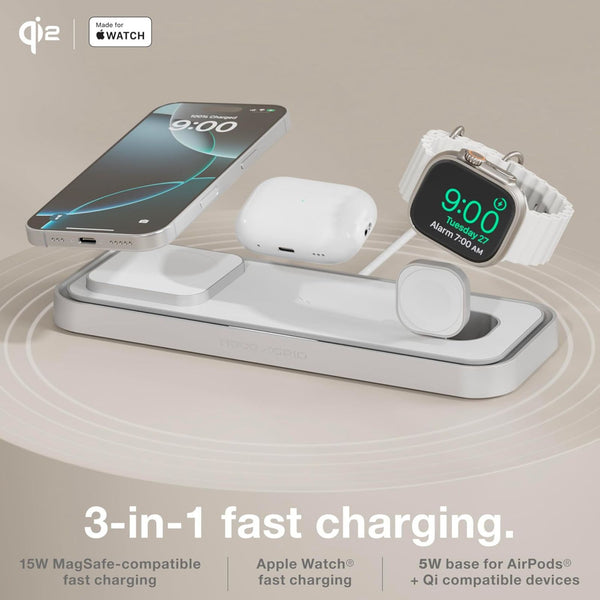 NOCO XGrid XDP3W 3-in-1 Qi2 Wireless Charging Pad White