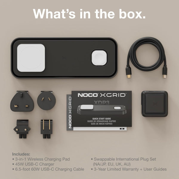 NOCO XGrid XDP3B 3-in-1 Qi2 Wireless Charging Pad Black