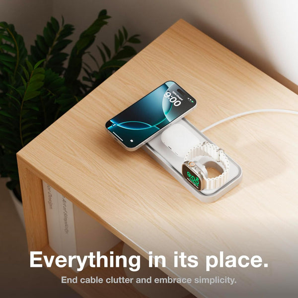 NOCO XGrid XDP3W 3-in-1 Qi2 Wireless Charging Pad White