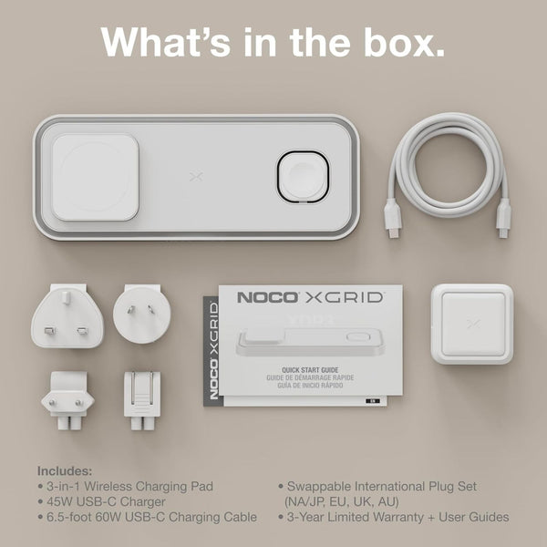NOCO XGrid XDP3W 3-in-1 Qi2 Wireless Charging Pad White