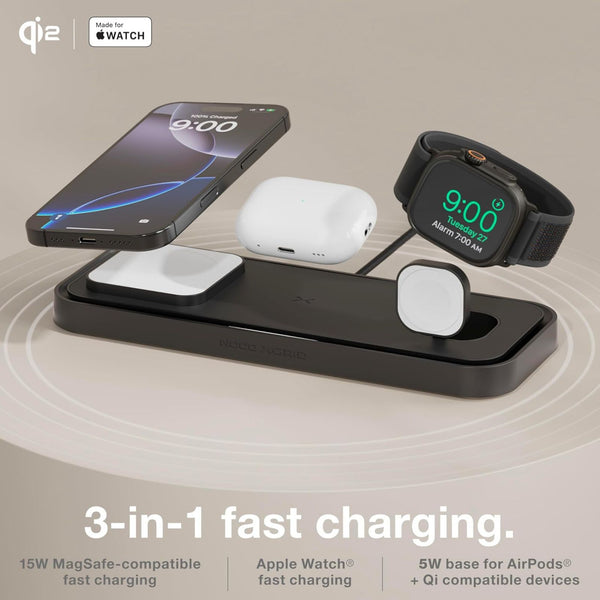 NOCO XGrid XDP3B 3-in-1 Qi2 Wireless Charging Pad Black