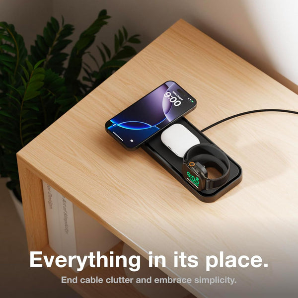 NOCO XGrid XDP3B 3-in-1 Qi2 Wireless Charging Pad Black