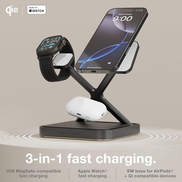 NOCO XGrid XDS3B 3-in-1 Qi2 Wireless Charging Stand Black
