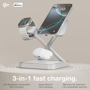 NOCO XGrid XDS3W 3-in-1 Qi2 Wireless Charging Stand White