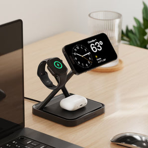 NOCO XGrid XDS3B 3-in-1 Qi2 Wireless Charging Stand Black