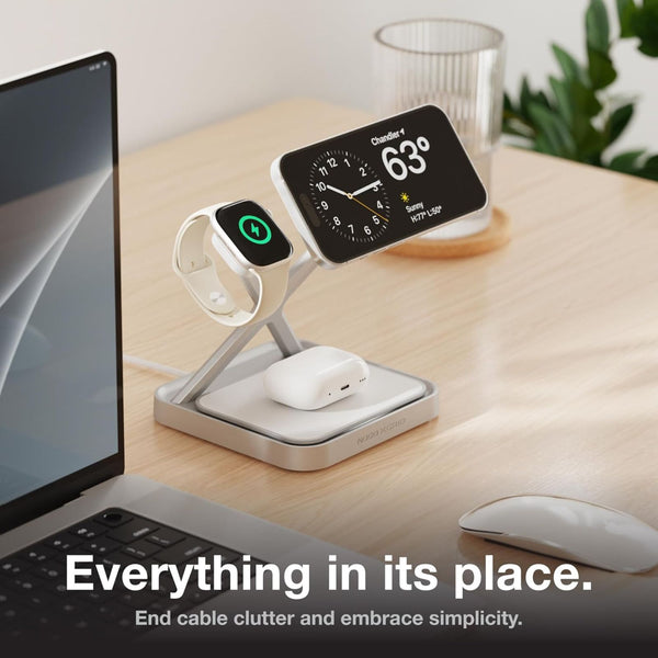 NOCO XGrid XDS3W 3-in-1 Qi2 Wireless Charging Stand White