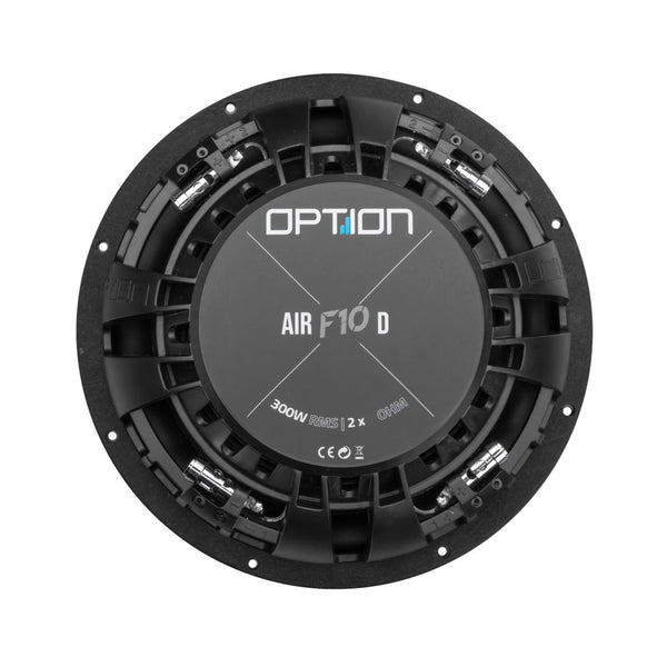 Option Audio AIR-F10 D2 Sub 10 Inch Dual Voice Coil Flat Subwoofer 300w RMS