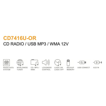 Continental CD7416U-OR Car Stereo FM Radio CD Player USB Retro Classic OEM Look - CEN