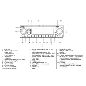 Continental CD7416U-OR Car Stereo FM Radio CD Player USB Retro Classic OEM Look - CEN