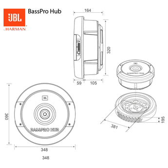 JBL BassPro Hub Sub Spare Wheel Tire Well Active Subwoofer with Remote 200w RMS - CEN
