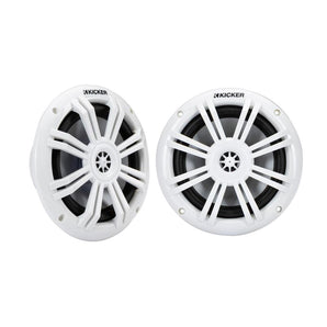 Kicker Marine Speakers KM Series 6.5 Inch Coaxial White Grills Boat Rib 50w RMS-0