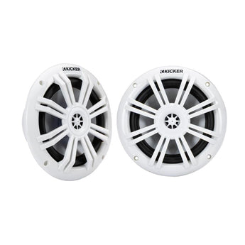 Kicker Marine Speakers KM Series 6.5 Inch Coaxial White Grills Boat Rib 50w RMS-0