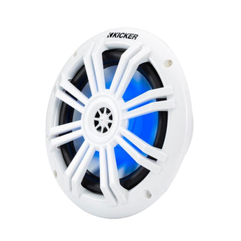 Kicker Marine KA49KM604WL Speakers KM 6.5" Coaxial White LED Grills Boat Rib 50w-2