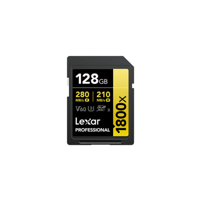 Lexar 128GB Professional 1800x SDXC UHS-II Card Gold Series Class 10 U3 V60
