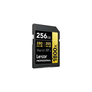 Lexar 256GB Professional 1800x SDXC UHS-II Card Gold Series Class 10 U3 V60