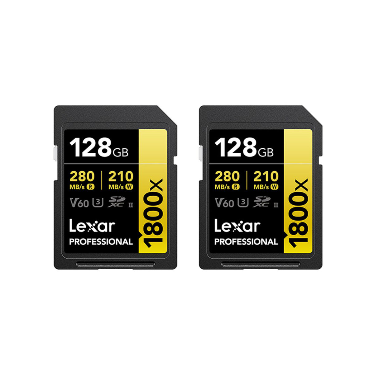 Lexar 128GB Twin Pack Professional 1800x SDXC UHS-II Card Gold Series U3 V60