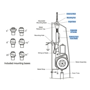 RetroSound PA01 Fully Automatic Electric Power Antenna Aerial and Mounting Heads - CEN