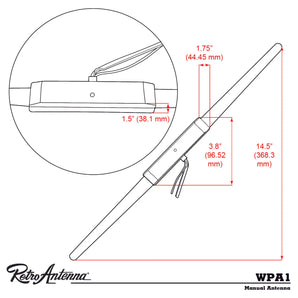 RetroSound WPA2 Amplified Hide Away Antenna Classic Car Radio FM AM Aerial - CEN