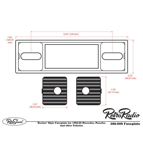 RetroSound Becker Style Motor 6 DAB Bluetooth Pinstripe Chrome Classic Car Radio - CEN