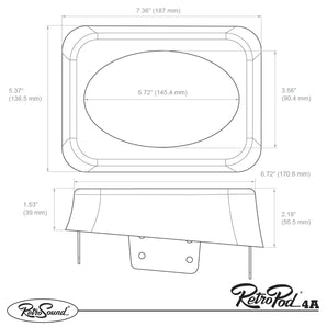 RetroSound RetroPod Surface Mount Kick Panel Speaker Pods for 4x6 Inch Speakers - CEN