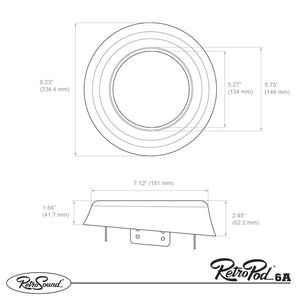 RetroSound RetroPod Surface Mount Kick Panel Speaker Pods for 6.5 Inch Speakers - CEN