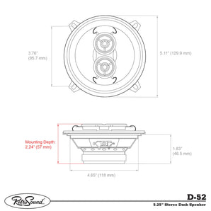 RetroSound Dual Voice Coil 5.25 Inch Single Stereo Dash Speaker 25w RMS - CEN