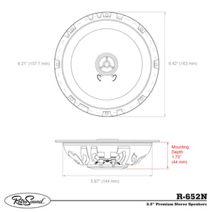 RetroSound Premium Stereo Speakers 6.5 Inch with Grills Sold as a Pair 50w RMS - CEN