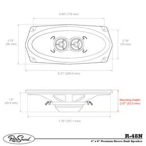 RetroSound Triax Deluxe Dual Voice Coil 4x8 Inch Single Stereo Speaker 60w RMS - CEN