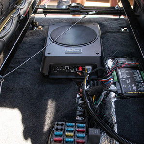 RetroSound Under Seat Sub 8 Inch Amplified Subwoofer with Wiring Kit & Bass Remote - CEN
