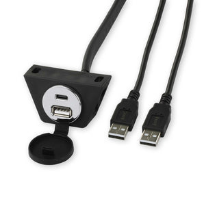 RetroSound Chrome Panel & Dash Mount USB-A & USB-C Extension Harness 1.3m Cable - CEN