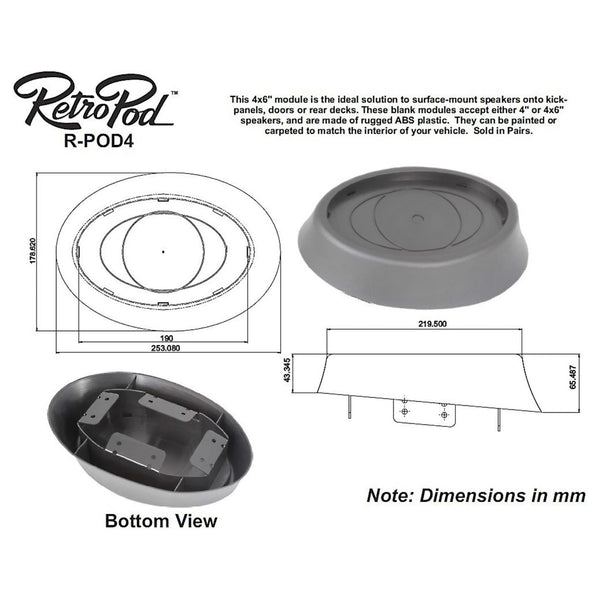 RetroSound RetroPod RPOD4 Speaker Pods for 4x6 Inch Speakers