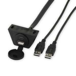 RetroSound Black Panel & Dash Mount USB-A & USB-C Extension Harness 1.3m Cable - CEN