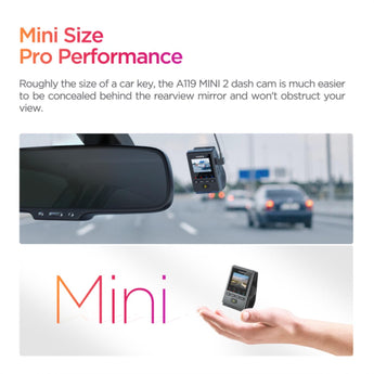 Viofo A119 Mini 2 Dash Cam Front 1 Channel 2K Quad HD 5MP Starvis 2 GPS Camera - CEN