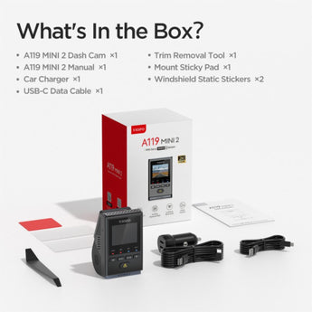Viofo A119 Mini 2 Dash Cam Front 1 Channel 2K Quad HD 5MP Starvis 2 GPS Camera - CEN