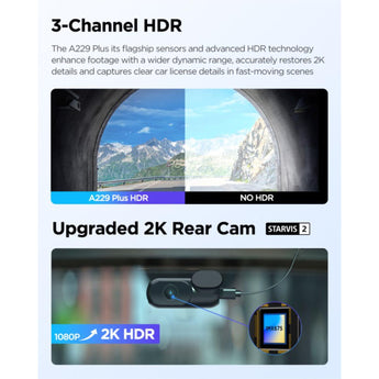 Viofo A229 Plus 3CH Dash Cam 2K Front & Rear Starvis 2 GPS WIFI HDR Taxi Camera - CEN
