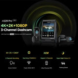 Viofo A229 Pro 3CH Dash Cam 4K Front 2K Rear Starvis 2 GPS WIFI HDR Taxi Camera - CEN