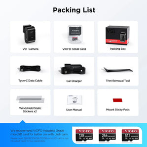 Viofo VS1 Mini Dash Cam 2K HDR Front Sony Starvis 2 GPS WIFI Camera